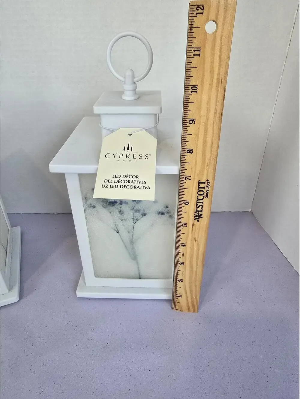 Set of 2 New Cypress brand White Decorative Lanterns with Floral Design